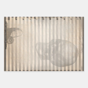 Vintage Ephemera Halloween Skull Ghost Wrapping Paper Sheet