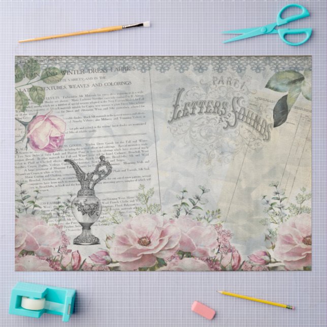 Vintage Ephemera Shabby Chic Tissue Paper (Craft)