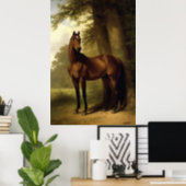 Vintage Equestrian Horse Landscape Digital Art Poster (Home Office)