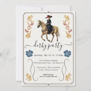 Vintage Equestrian Kentucky Derby Invitation Horse