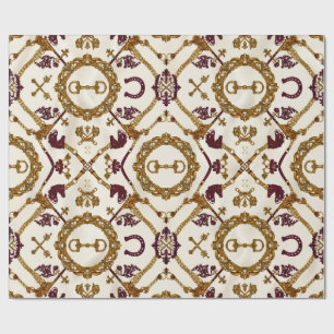 Vintage Equestrian Scarf Wrapping Paper