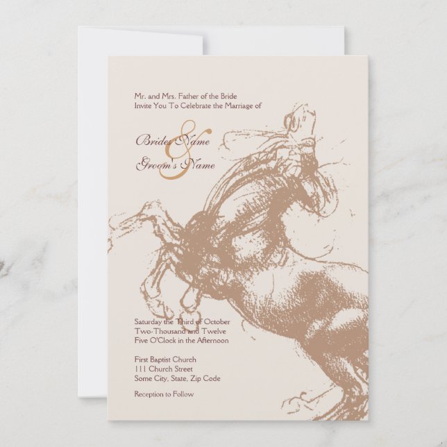 Vintage Equestrian Wedding Invitation (Front)