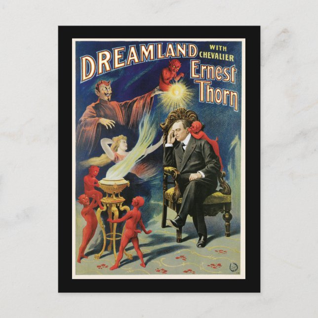 Vintage Ernest Thorn Magician Poster Postcard (Front)