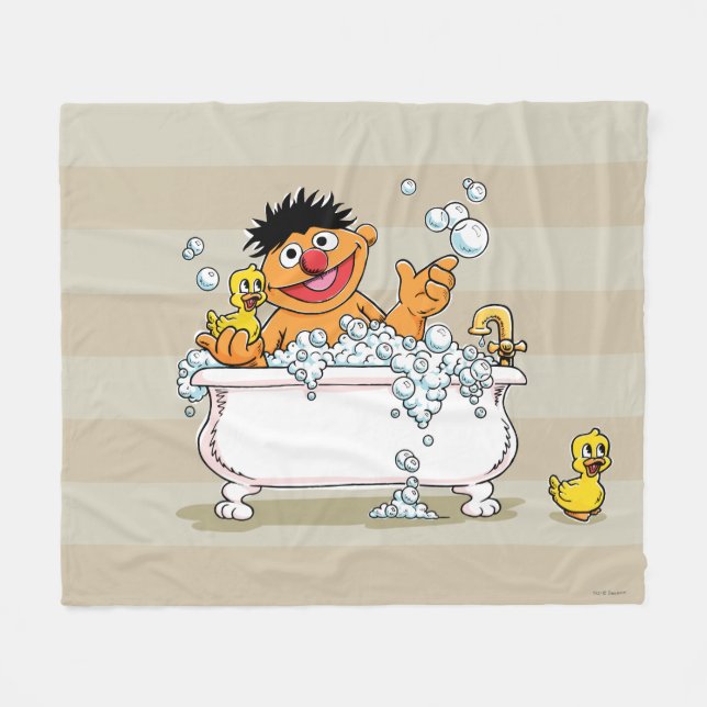 Vintage Ernie in Bathtub Fleece Blanket (Front (Horizontal))
