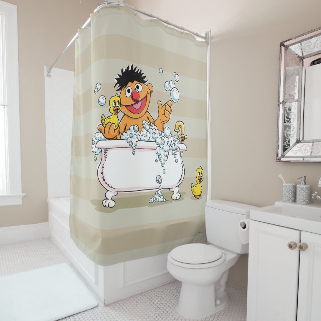 Vintage Ernie in Bathtub Shower Curtain (In Situ)