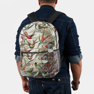 Vintage Ernst Haeckel Colourful Hummingbird Poster Printed Backpack