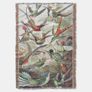 Vintage Ernst Haeckel Colourful Hummingbird Poster Throw Blanket