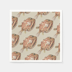 Vintage Ernst Haeckel Nautical Red Boxfish Art Napkin