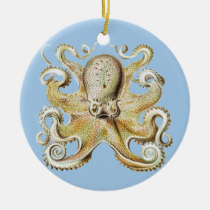 Vintage Ernst Haeckel Octopus Nautical Sea Life Ceramic Tree Decoration
