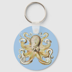 Vintage Ernst Haeckel Octopus Nautical Sea Life Key Ring