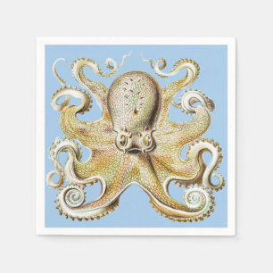 Vintage Ernst Haeckel Octopus Nautical Sea Life Napkin