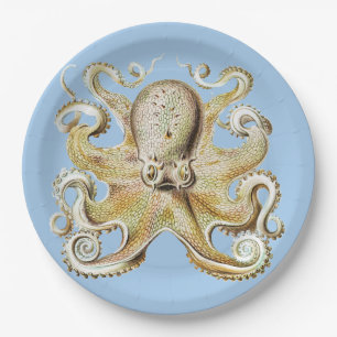 Vintage Ernst Haeckel Octopus Nautical Sea Life Paper Plate