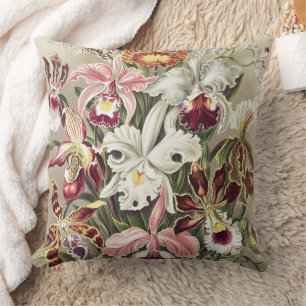 Vintage Ernst Haeckel Orchid Botanical Print Cushion