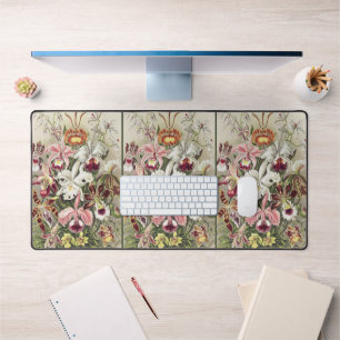 Vintage Ernst Haeckel Orchid Botanical Print Desk Mat