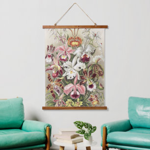 Vintage Ernst Haeckel Orchid Botanical Print Hanging Tapestry
