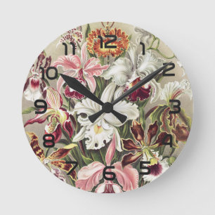 Vintage Ernst Haeckel Orchid Botanical Print Round Clock