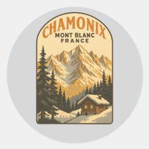 Vintage Escape to Chamonix Mont Blanc Classic Round Sticker