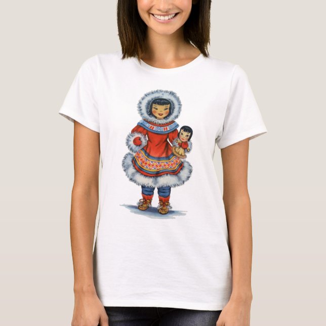 Vintage Eskimo girl traditional dress T-Shirt (Front)