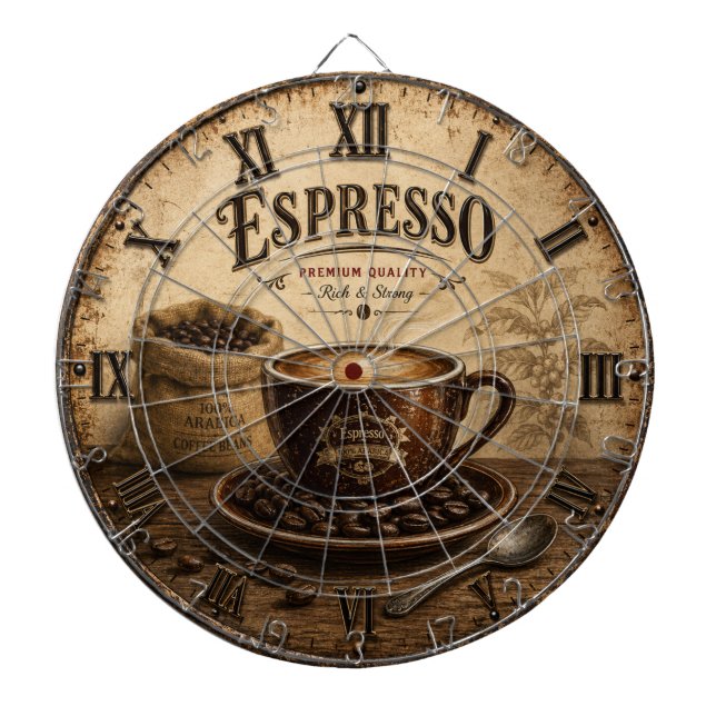 Vintage Espresso Coffee Dartboard (Front)