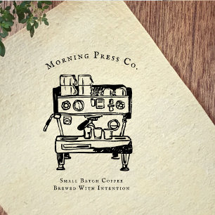 Vintage Espresso Machine Coffee Branding Rubber Stamp