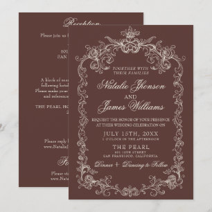 Vintage Espresso Old Money All In One Wedding Invitation