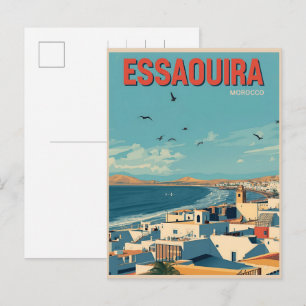 Vintage ESSAOUIRA city medina Morocco travel Postcard