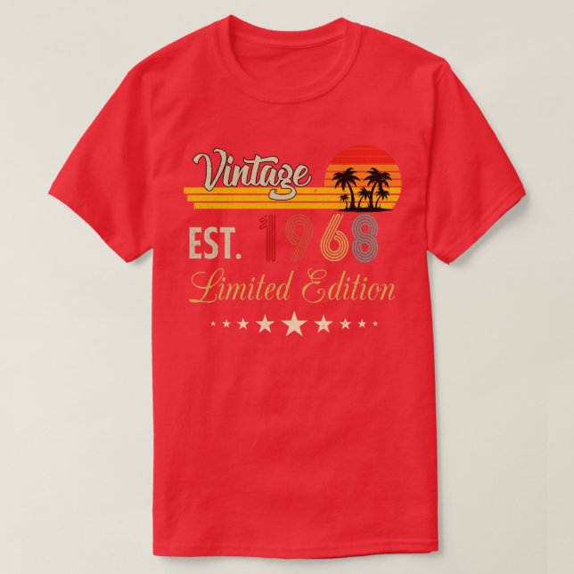 Vintage Est 1968 Limited Edition Birthday T-Shirt (Design Front)