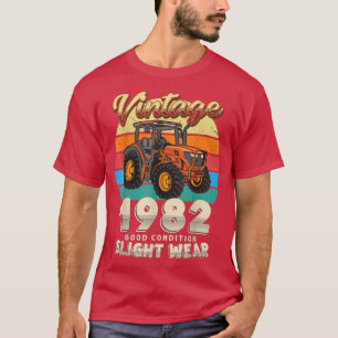Vintage Est 1982 Farmer Tractor 40th Birthday 40 Y T-Shirt