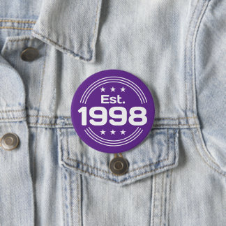 Vintage Est. 1998 Limited Edition Text 7.5 Cm Round Badge