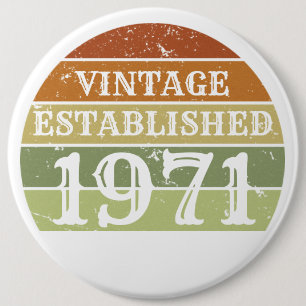  Vintage Established Men Women Distressed  Sunset 6 Cm Round Badge