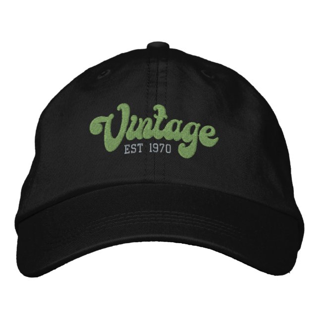 Vintage Established Personalised Year Embroidered Hat (Front)