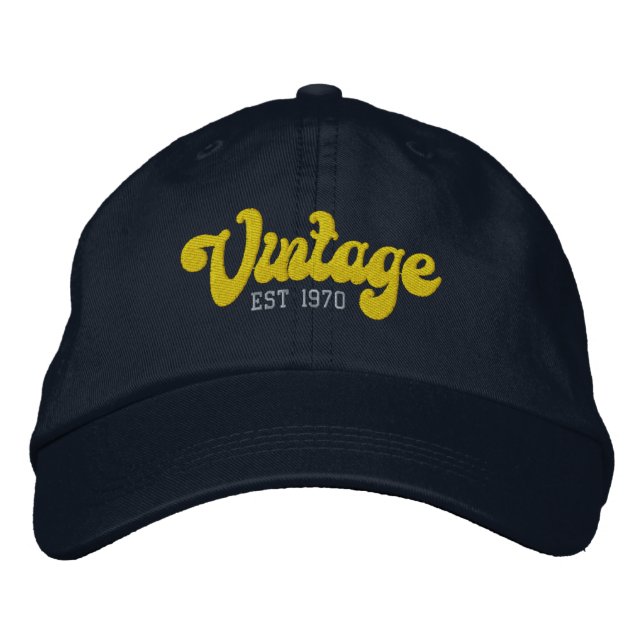 Vintage Established Personalised Year Embroidered Hat (Front)