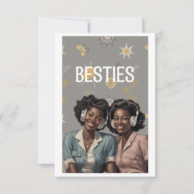 Vintage Esthetic Happy Galentine’s Day Bestie Card (Front)