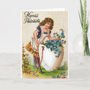 Vintage Estonian Hyvää Pääsiäistä Easter Car Holiday Card
