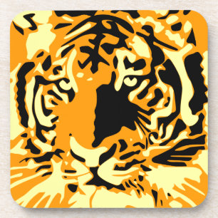 Vintage Etching Biological Tiger Art Coaster