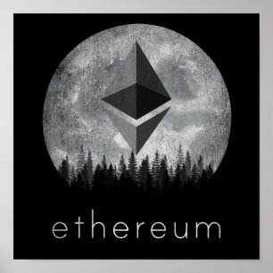Vintage Ethereum ETH Coin To The Moon Crypto Token Poster
