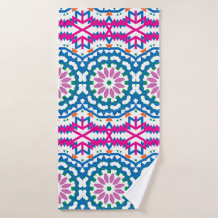 Vintage ethnic colourful bohemian pattern in brigh bath towel