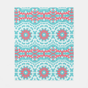 Vintage ethnic colourful bohemian pattern in brigh fleece blanket