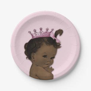 Vintage Ethnic Princess Baby Shower Pink Paper Plate