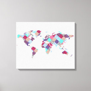 Vintage Ethnic World Map Canvas Print
