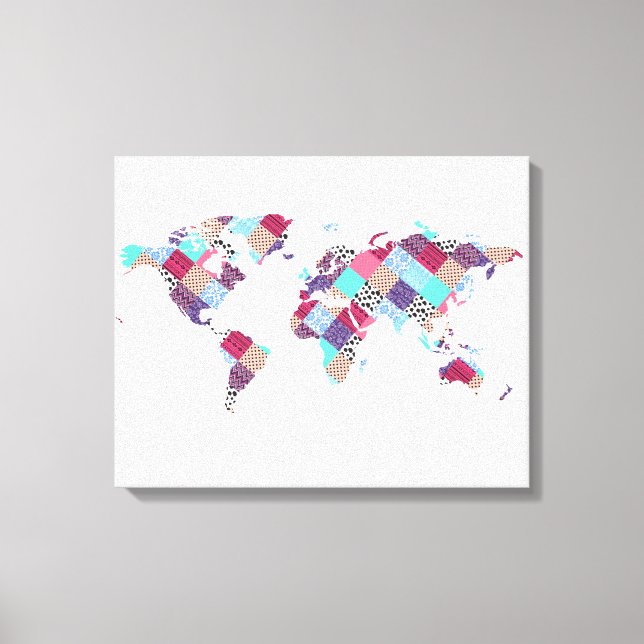Vintage Ethnic World Map Canvas Print (Front)