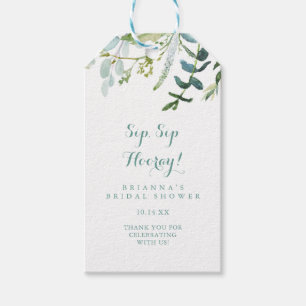 Vintage Eucalyptus Sip Sip Hooray Bridal Shower Gift Tags