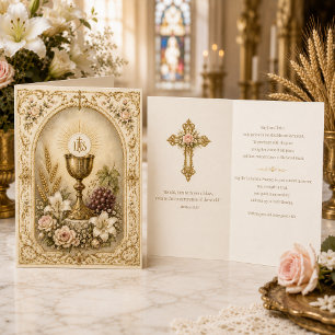 Vintage Eucharistic Blessings Catholic Scripture Card