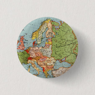 Vintage Europe 20th Century Bacon's Standard Map 3 Cm Round Badge