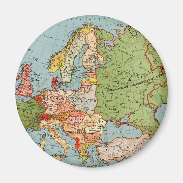 Vintage Europe 20th Century Bacon's Standard Map Magnet (Front)