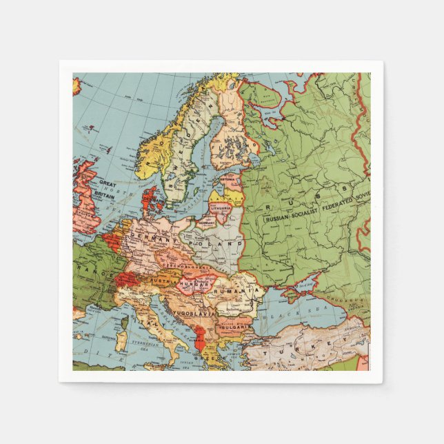 Vintage Europe 20th Century Bacon's Standard Map Napkin (Front)