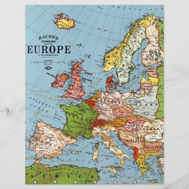 Vintage Europe 20th Century General Map (Front)