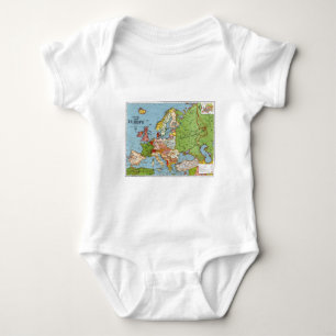 Vintage Europe 20th Century General Map Baby Bodysuit