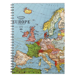 Vintage Europe 20th Century General Map Spiral Notebook