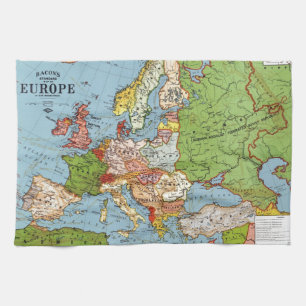 Vintage Europe 20th Century General Map Tea Towel